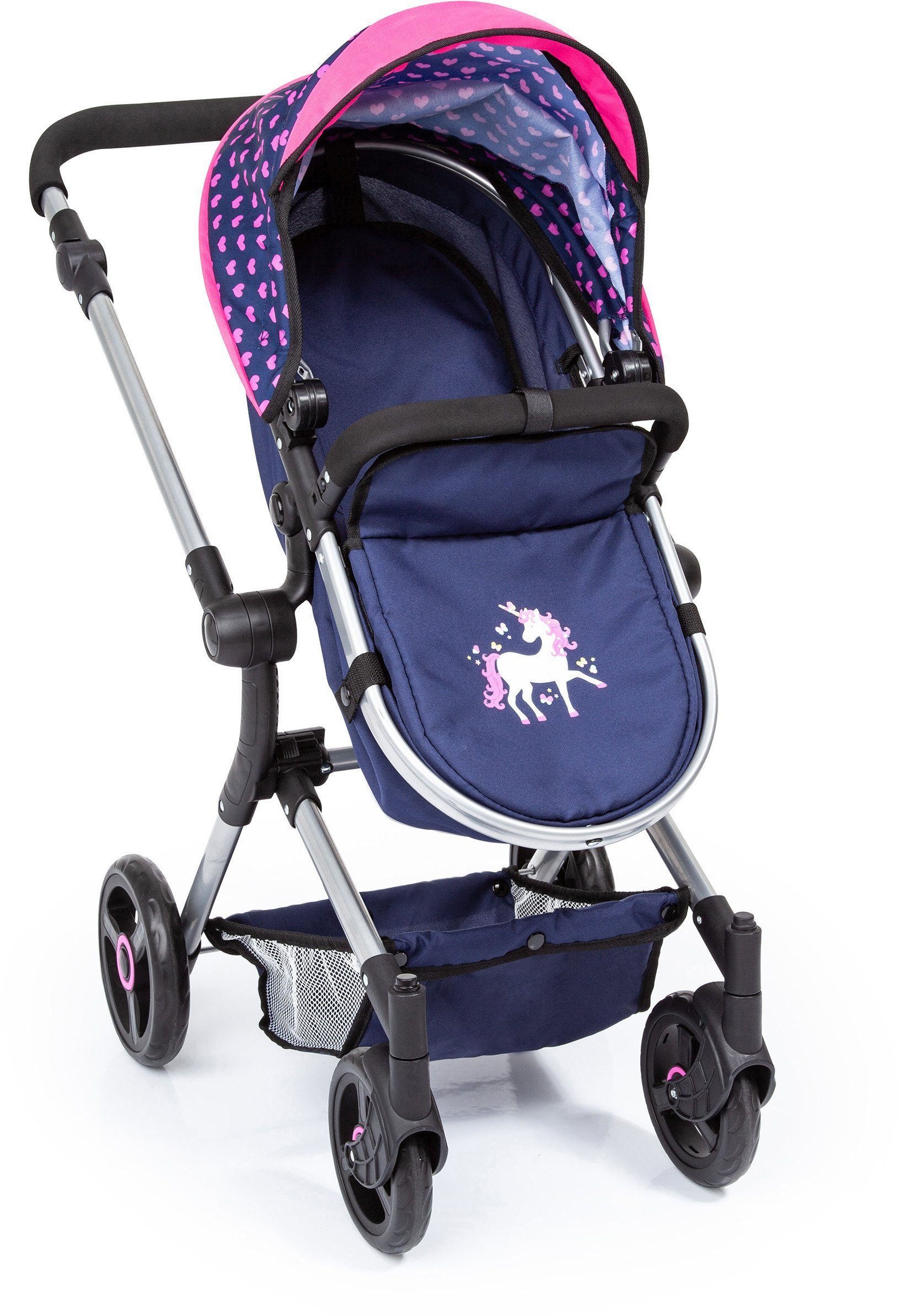 Kombi-Puppenwagen Vario, Blau/Pink