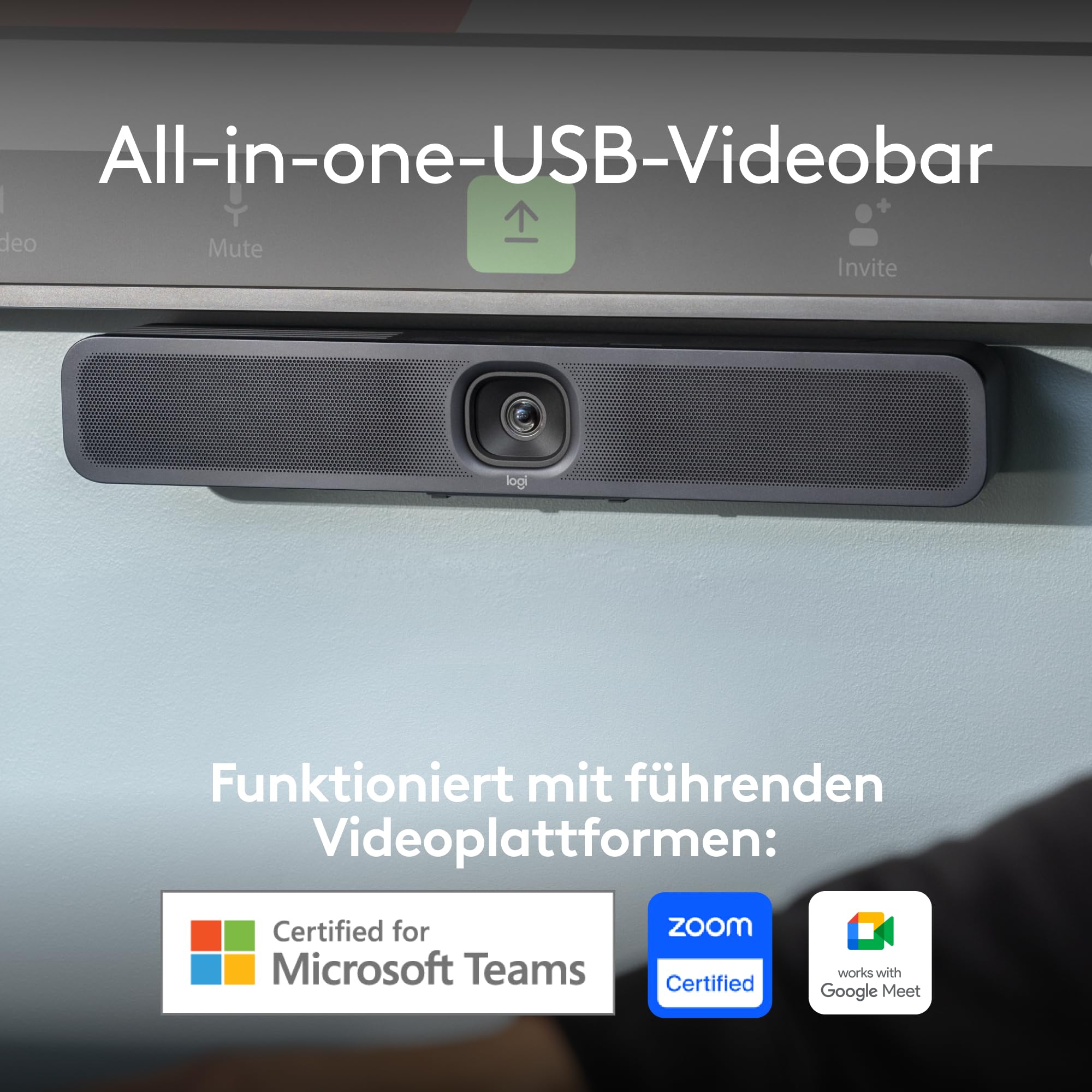 4K Konferenzkamera MeetUp 2 USB KI-Video und Audio Autofokus Bildausschnitt Geräuschunterdrückung Schwarz