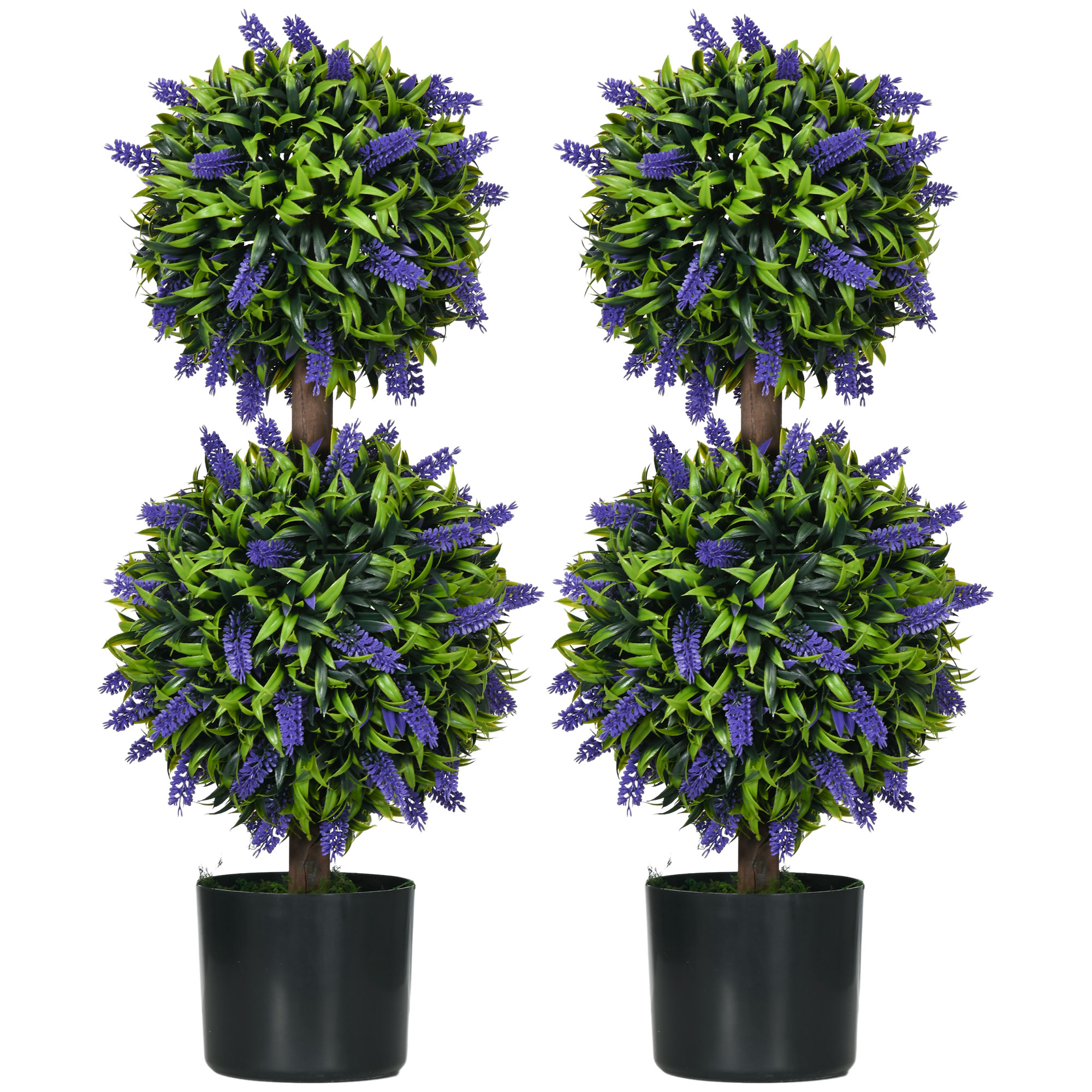 HOMCOM 2er-Set Künstliche Pflanzen, UV-beständige Kunstpflanze im Blumentopf, 70 cm Zimmerpflanze für Wohnzimmer, Garten