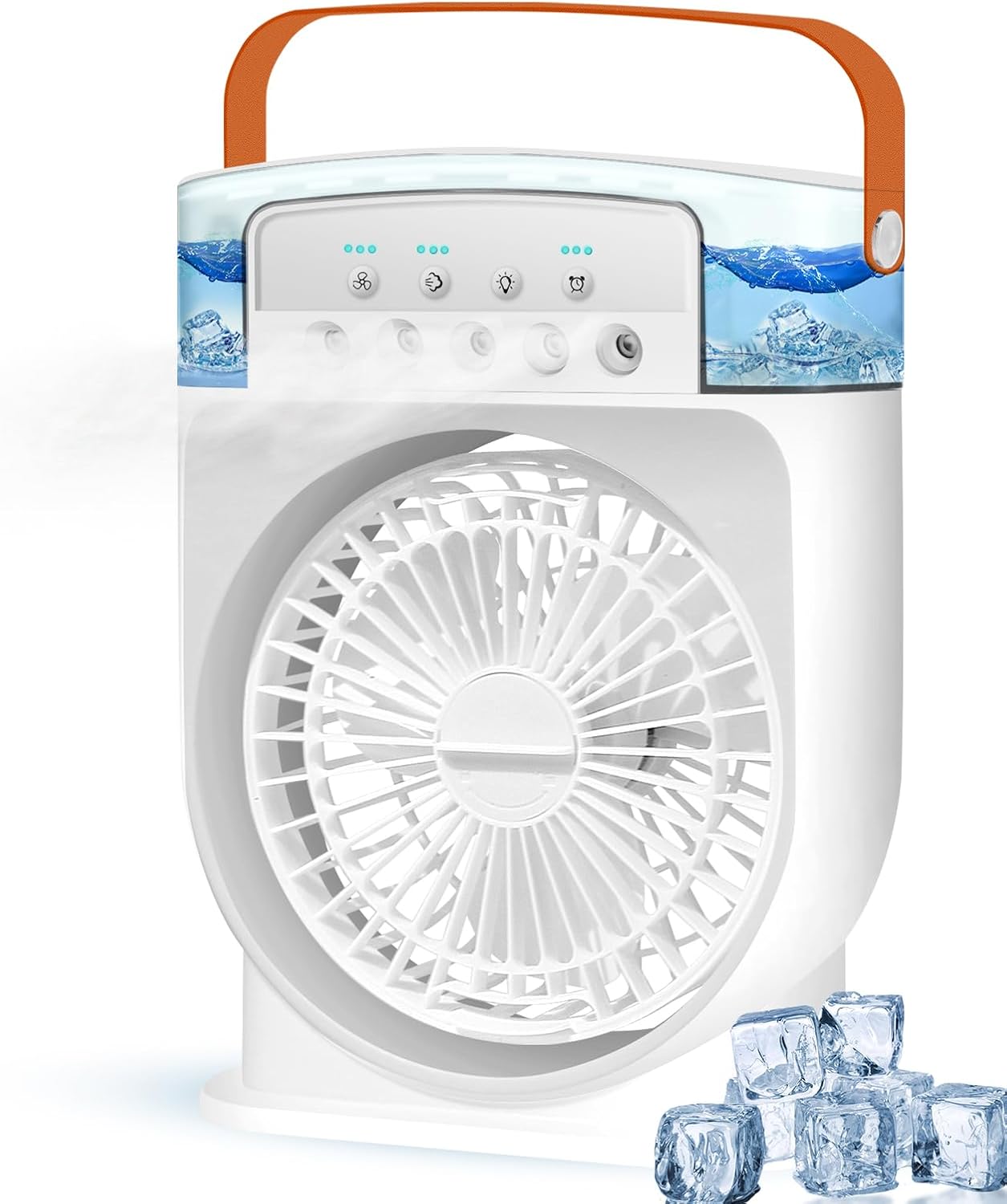 Journeyside Portable Air Conditioner, 4-in-1,600 ml, USB Air Conditioning Silent Portable with 3 Speeds, 7 Coloured LEDs, Timer 1-3 Hours, Portable Air Conditioner for Home and Office