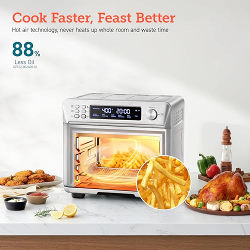 COSORI Smart 12 in 1 Air Fryer Toaster Oven Combo, Airfryer Convection Oven Countertop, Bake, Roast, Reheat, Broiler, Dehydrate, 75 Recipes & 3 Accessories, 26QT, Silver Stainless Steel : Home & Kitchen