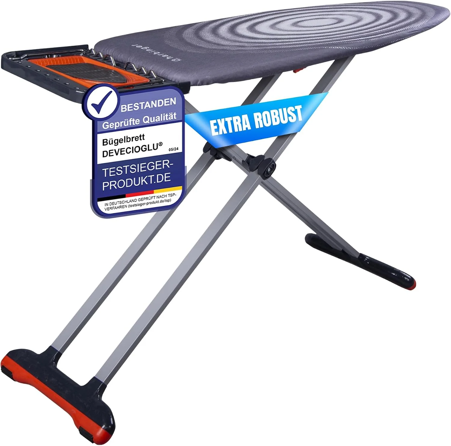 DEVECIOĞLU Bügelbrett 127x46cm, (MM123), XL Bügeltisch für Dampfbügelstation, Bügelbrett Groß, klappbarer Bügeltisch, höhenverstellbar, Ironing Board