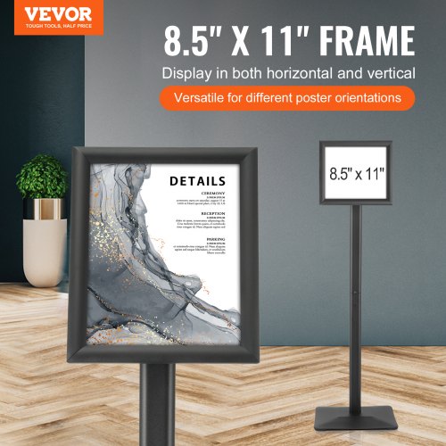 VEVOR Informationsständer mit Metallsockel 279 x 216 mm Infoständer Verstellbarer Blickwinkel per Drehknopf Posterständer, Robuster Bodenstehender Schilderhalter Aufsteller für Displays, Werbung