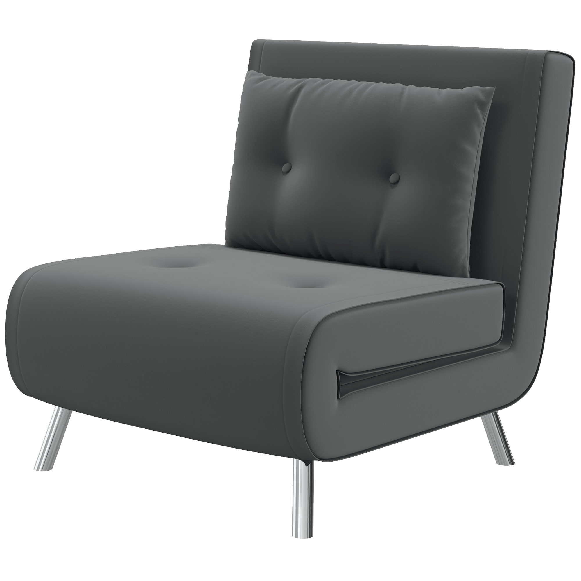 HOMCOM Liegesessel Sessel mit Liegefunktion Schlafsessel, Knopfheftung, Leinenoptik, 77 cm x 88 cm x 83 cm, Dunkelgrau
