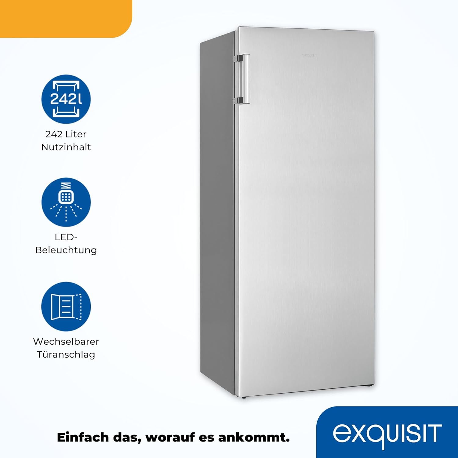 Exquisit Kühlschrank ohne Gefrierfach, Großer Kühlschrank, 5 Ablagen, 242 Liter, Vollraumkühlschrank 143 cm hoch, KS5320-V-H-040E weiss