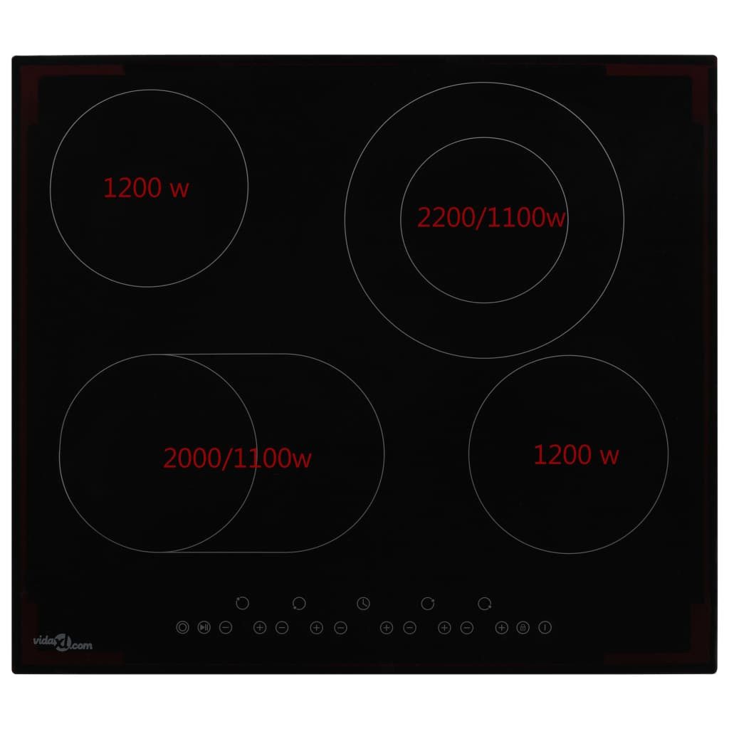 Elektro-Kochfeld Glaskeramik-Kochfeld mit 4 Platten Touch Control 6600 W