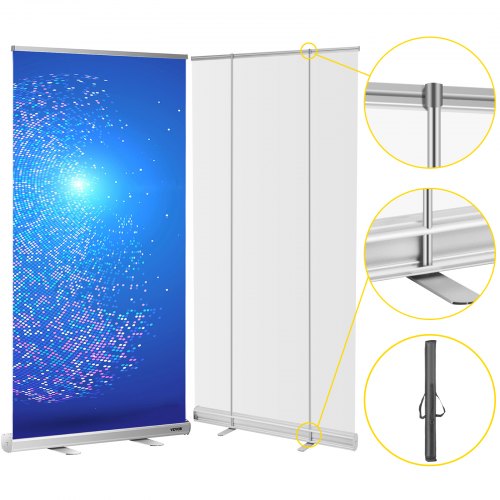 VEVOR Bannerständer Bodenstehender Nieschutz transparente Spuckschutz Trennwand tragbar Roll-Up-Nieschutz Plakatständer durchsichtig Freistehende