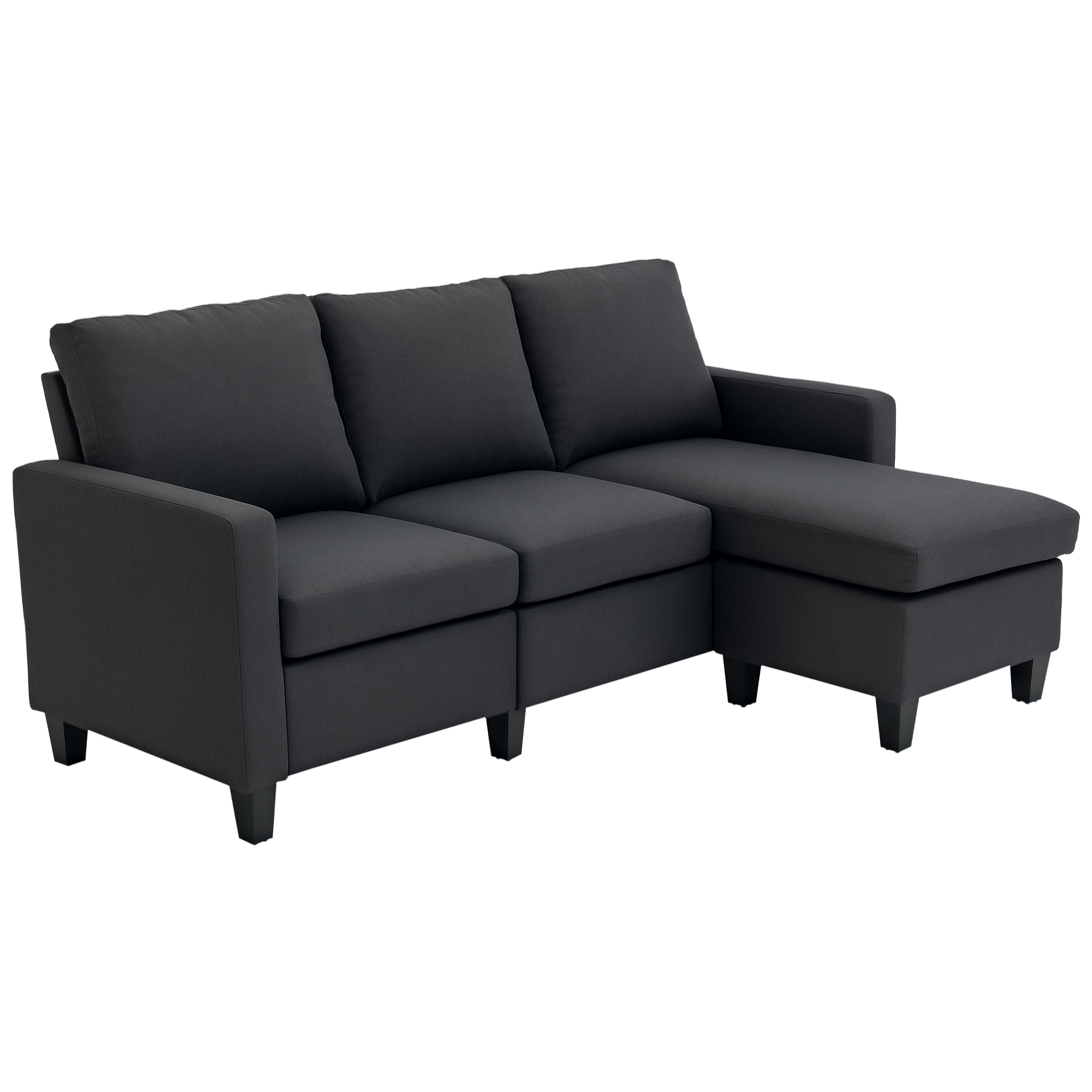 HOMCOM Ecksofa mit Schlaffunktion, 3 Sitzer Sofa und Kissen, Eckcouch, L-Form Couch für Wohnzimmer, Schlafzimmer 197 x 139 x 91 cm, Leinen, Dunkelgrau