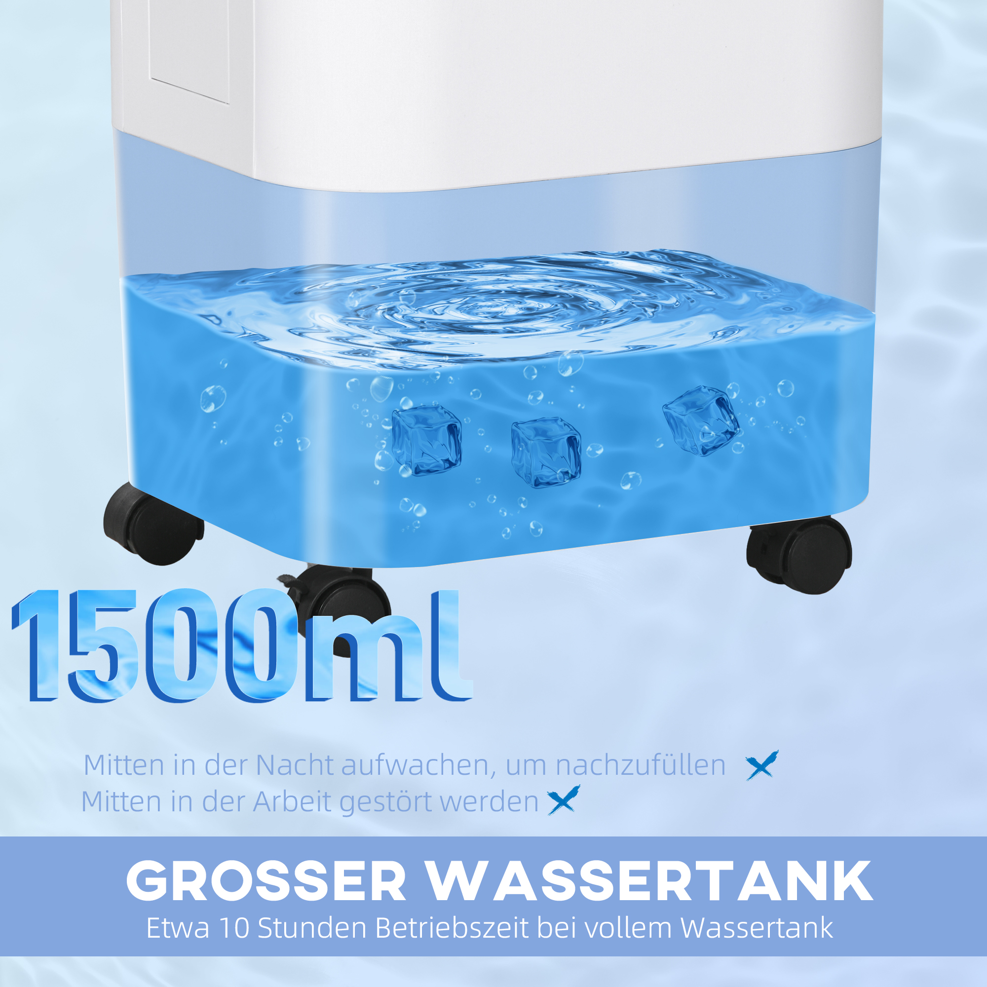 Mobiele Luchtkoeler/Airconditioner met 3 Modi, 7,5-uurs Timer, Verrijdbaar, Kunststof, Wit