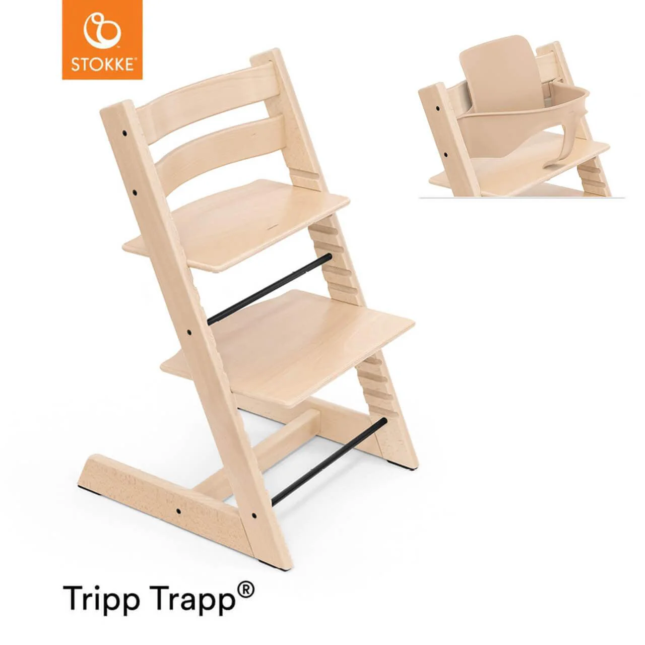 Seggiolone Stokke Tripp Trapp – Sedia per bambini regolabile in altezza e che cresce con il bambino, in Naturale, ergonomica
