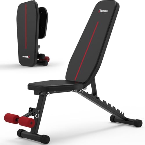 PASYOU Panca Palestra Pieghevole 9 Posizioni Regolabili 90 Gradi Verticale Multifunzionale Panca Piana per L'allenamento Completo del Corpo Panca per Addominali : Sport e tempo libero