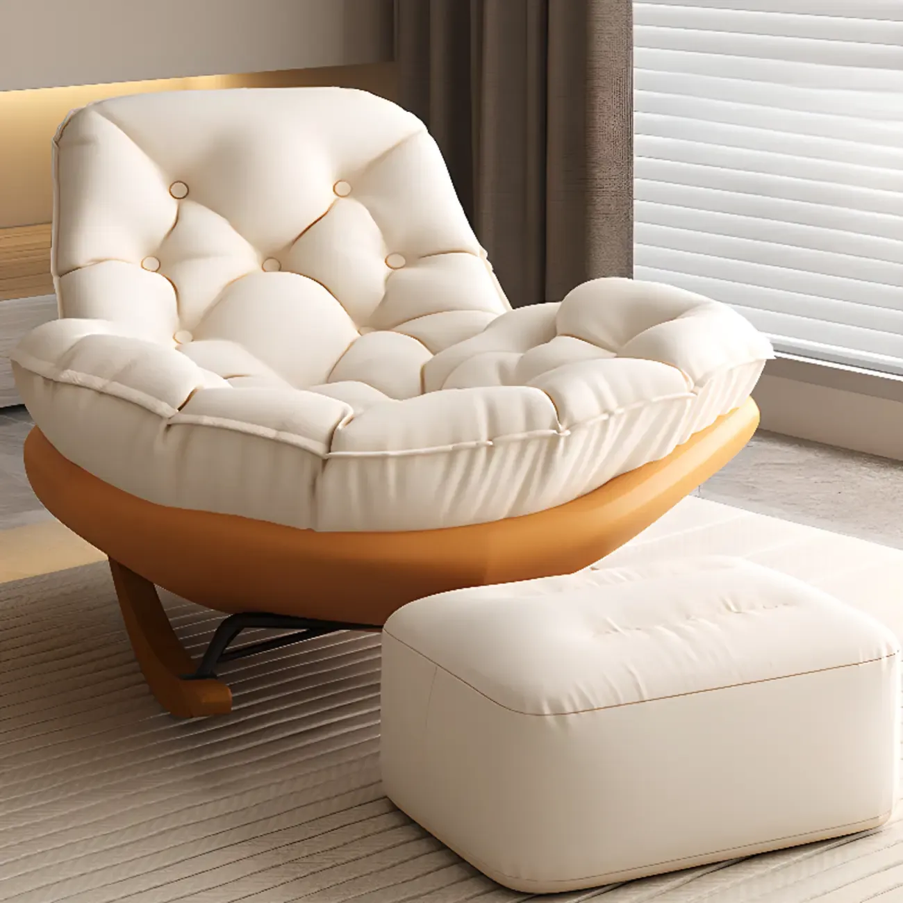 Scandinavian Upholstered Rocking Chair with Optional Ottoman