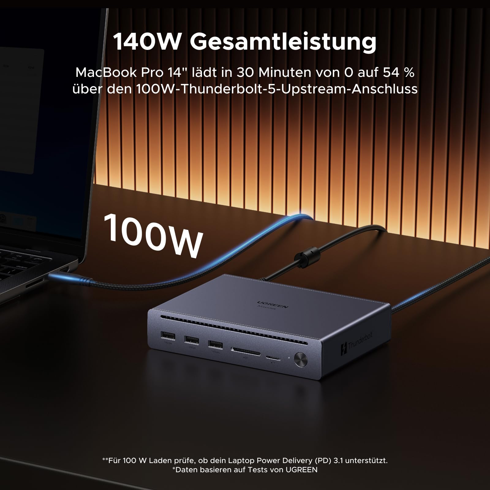 Thunderbolt 5 Dock 10-in-1 mit 140W Netzteil, 6K@60Hz oder 4K@120Hz für Thunderbolt-Laptops