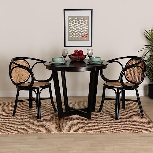 Baxton Studio Palesa Sedia da Pranzo, Rattan, Nero/Marrone Naturale, Taglia Unica : Amazon.it: Casa e cucina