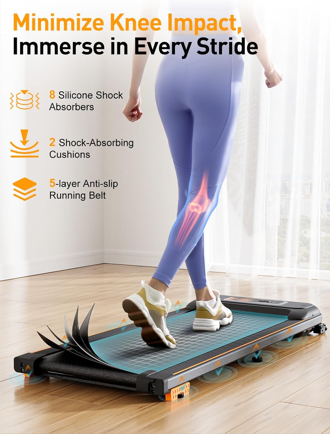 Walking Pad, Laufband für Zuhause, 2,5 PS leiser Motor, schlankes Laufband mit Neigung, 1-6 km/h, LCD-Display, Bluetooth-Lautsprecher, Fernbedienung und App-Steuerung, für Zuhause und Büro