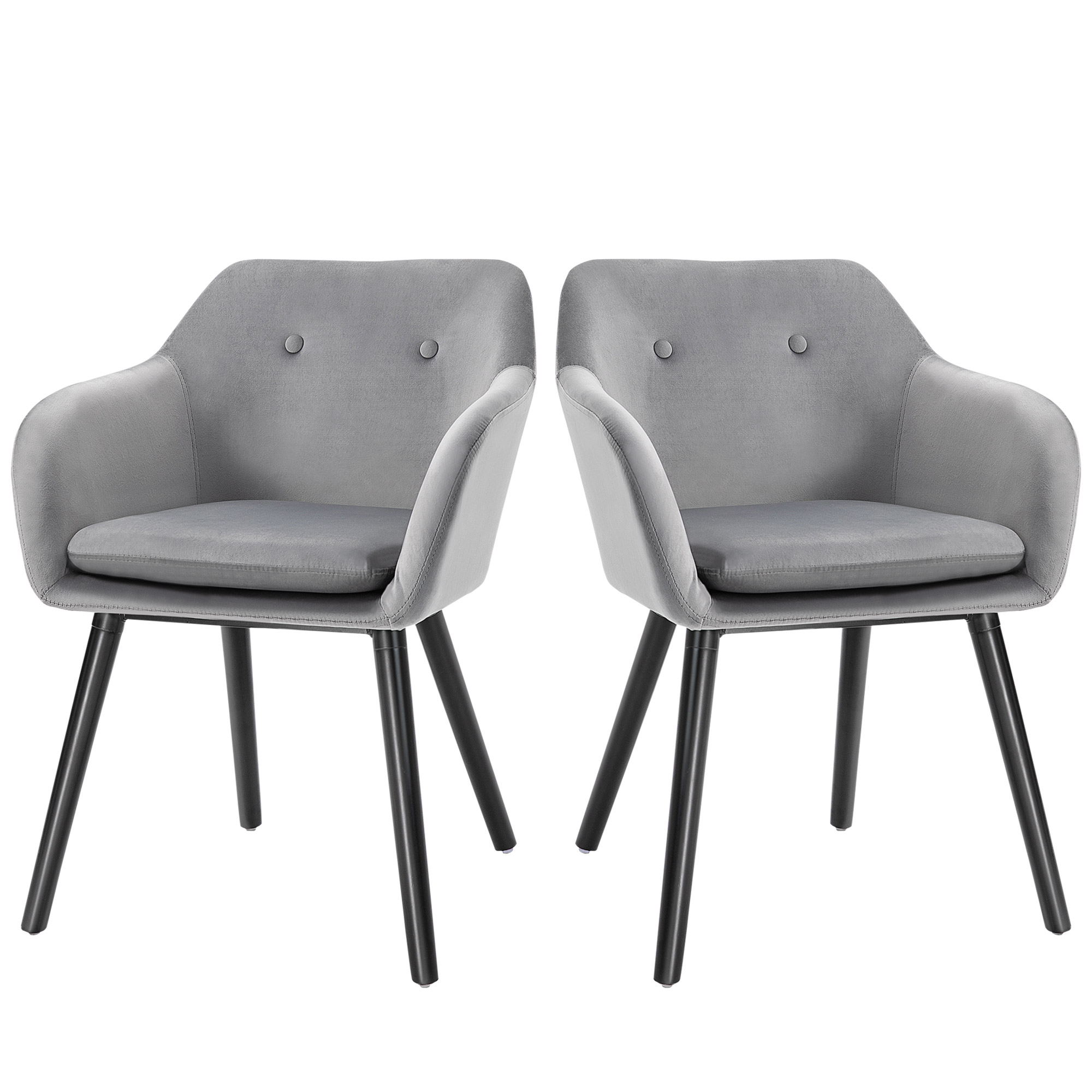 HOMCOM Esszimmerstühle in ansprechendem Design, Metallstruktur, Holzbeine, Grau, 120 kg belastbar