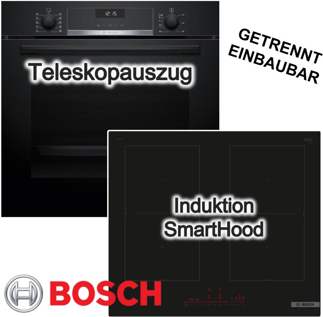 Backofen-Set 3D-Heißluft Teleskopauszug + FlexInduktion-Kochfeld HomeConnect