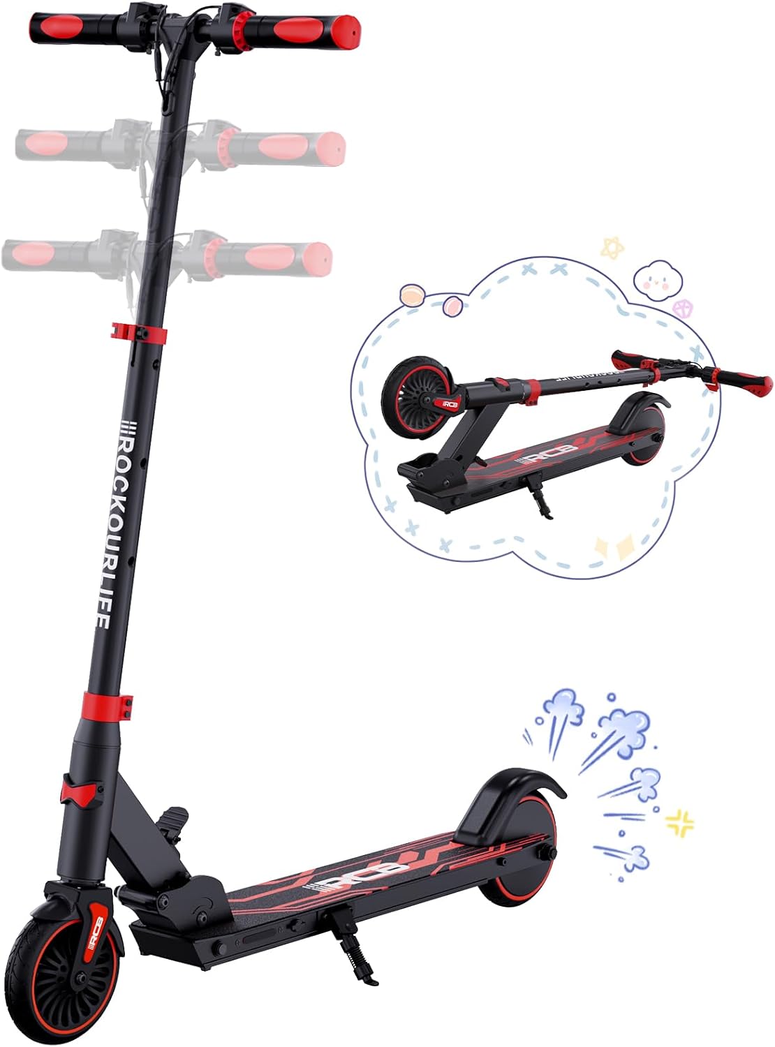 RCB R15 Monopattino Elettrico Bambini 8-12-16 anni, Velocità Massima 20 Km/h, Autonomia Massima 16 Km, Monopattini Pieghevole per Bambini, Regalo per Bambini ed Adolescenti