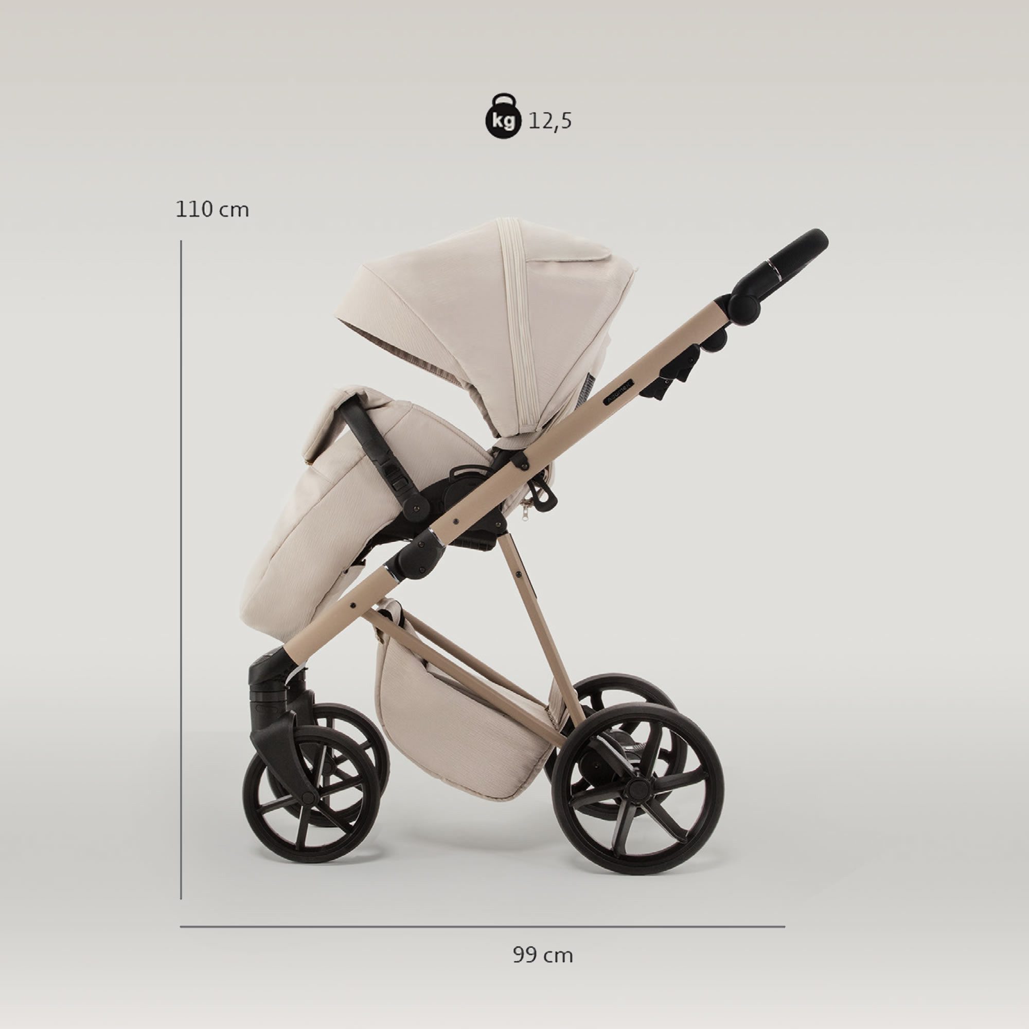 Kombi-Kinderwagen Merida Luxus & Eleganz 2in1, inkl. Wickeltasche & viel Zubehör