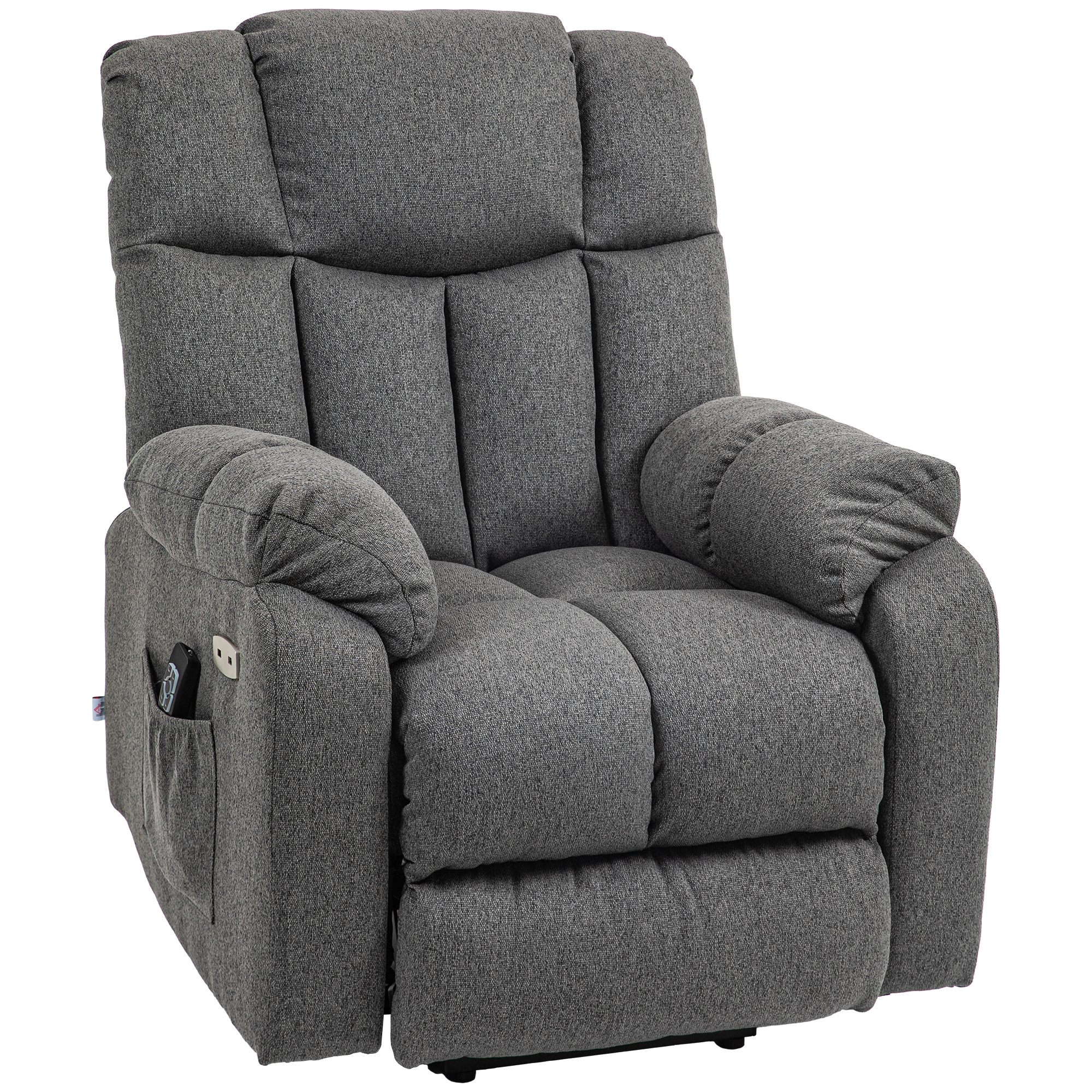 HOMCOM 2-in-1 Relaxsessel mit Liegefunktion, USB-Anschlüsse, Taschenfederkern, Dunkelgrau