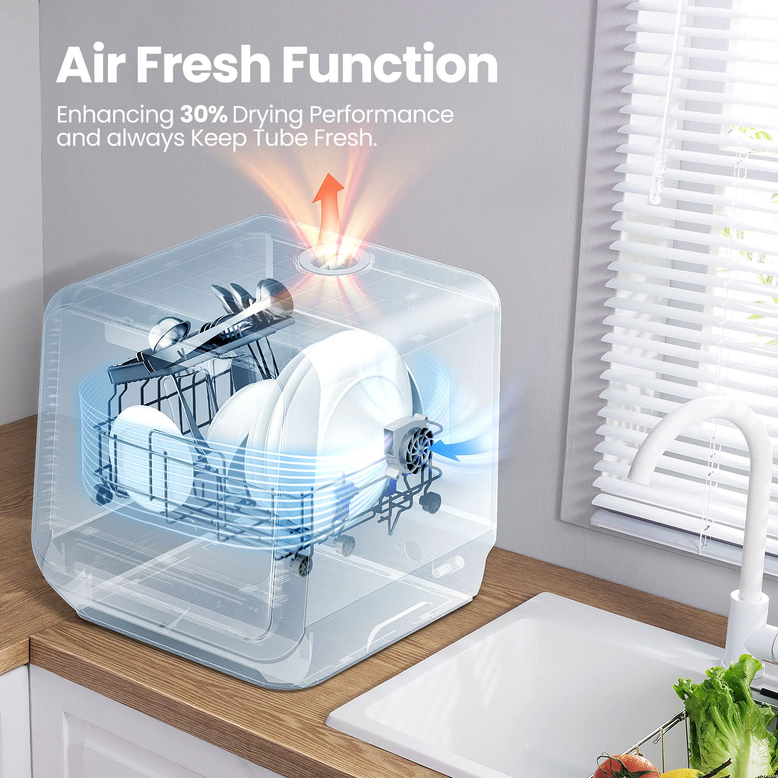 COMFEE' Mini Dishwasher Countertop with 5L Water Tank