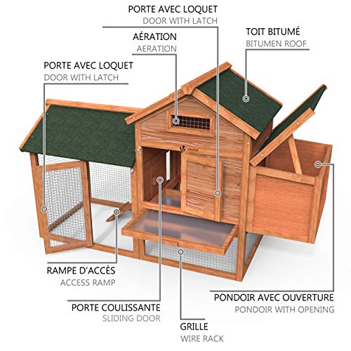 VOUNOT Pollaio in Legno, Pollaio da Giardino per Galline Ovaiole da Esterno : Amazon.it: Commercio, Industria e Scienza
