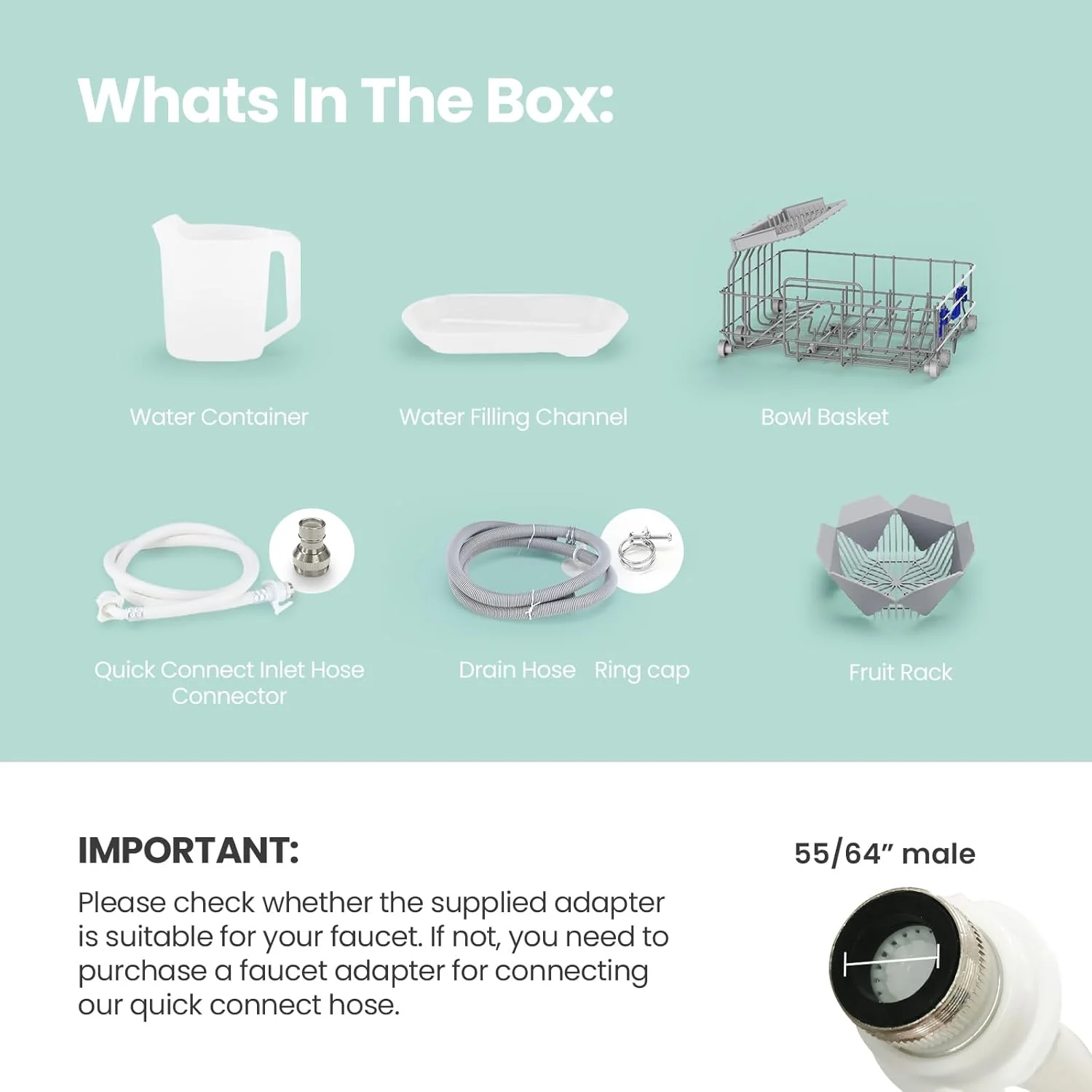 COMFEE' Portable Mini Dishwasher Countertop with 5L Built-in Water Tank