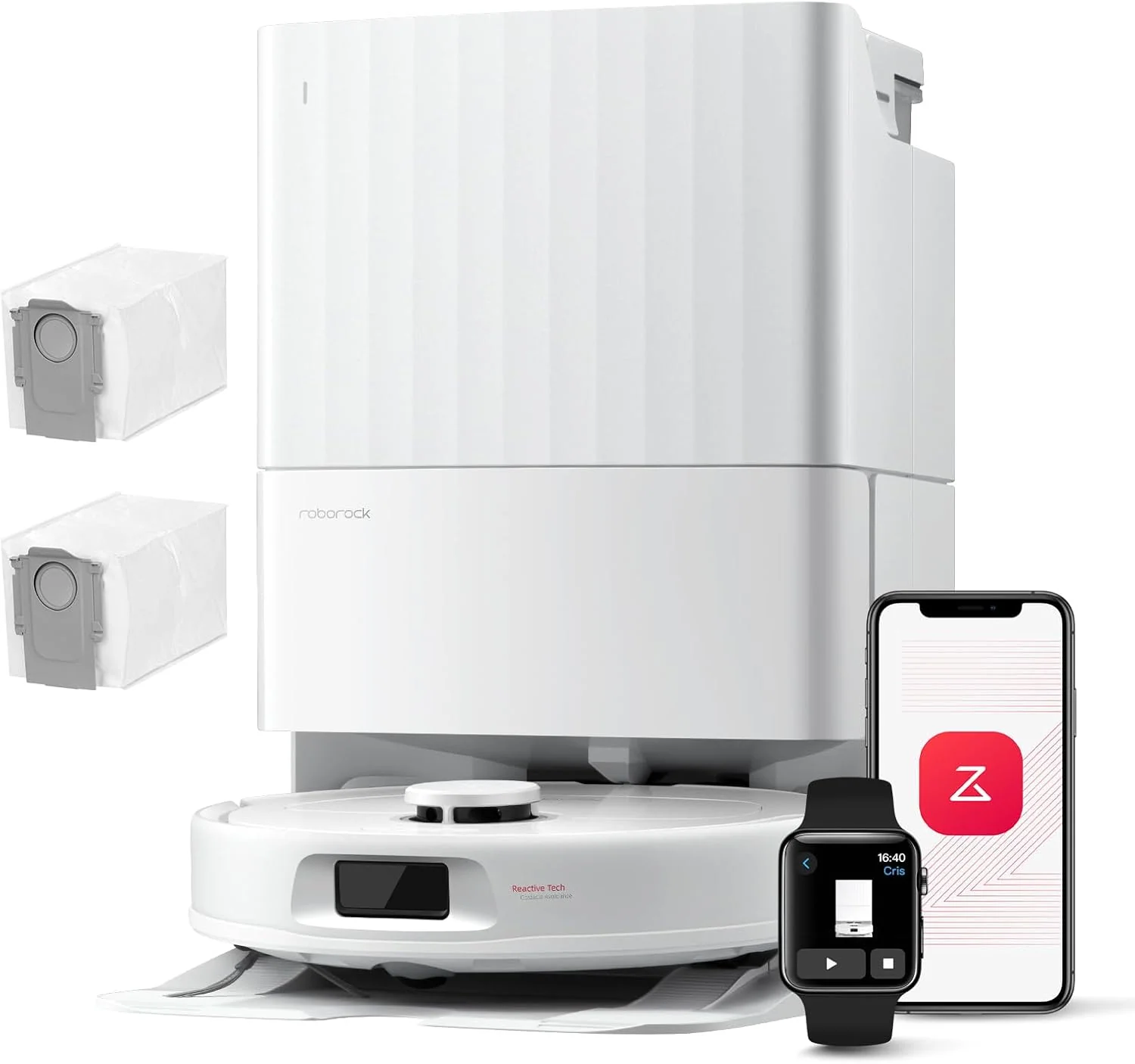roborock Qrevo Serie Saugroboter mit Wischfunktion, 8000Pa Saugkraft(verbessert von Qrevo S), Anti-Verfilzungs-Seitenbürste, Hindernisvermeidung, LiDAR-Navigation, All-in-One Dock, Weiß(QV 35A Set)