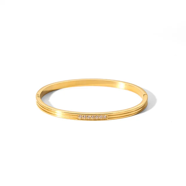 Stainless-Steel Bangle with Cubic Zirconia �C Tarnish Free Women��s Bracelet