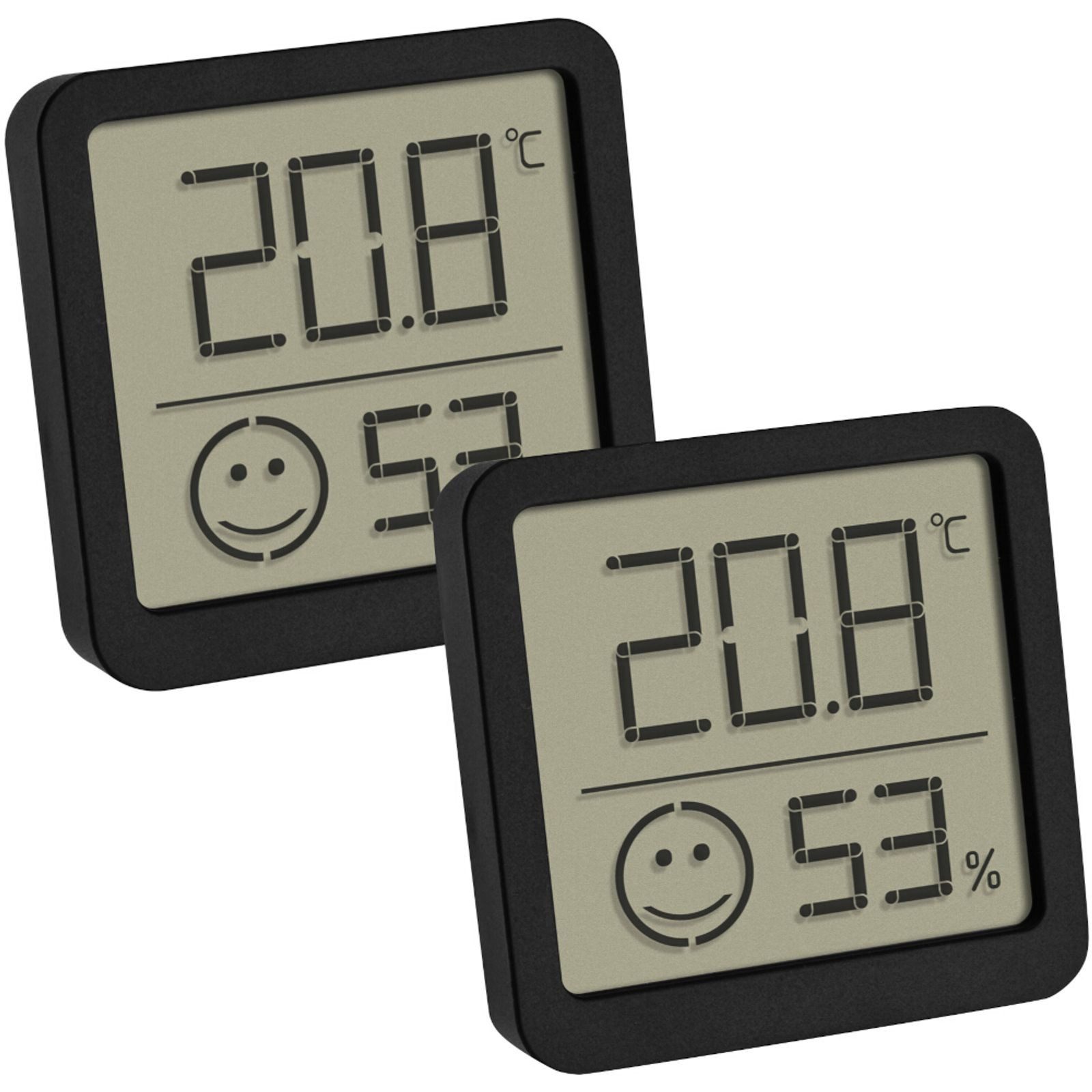 Raumthermometer Digitales Thermo-Hygrometer 2er Set TFA Dostmann schwarz