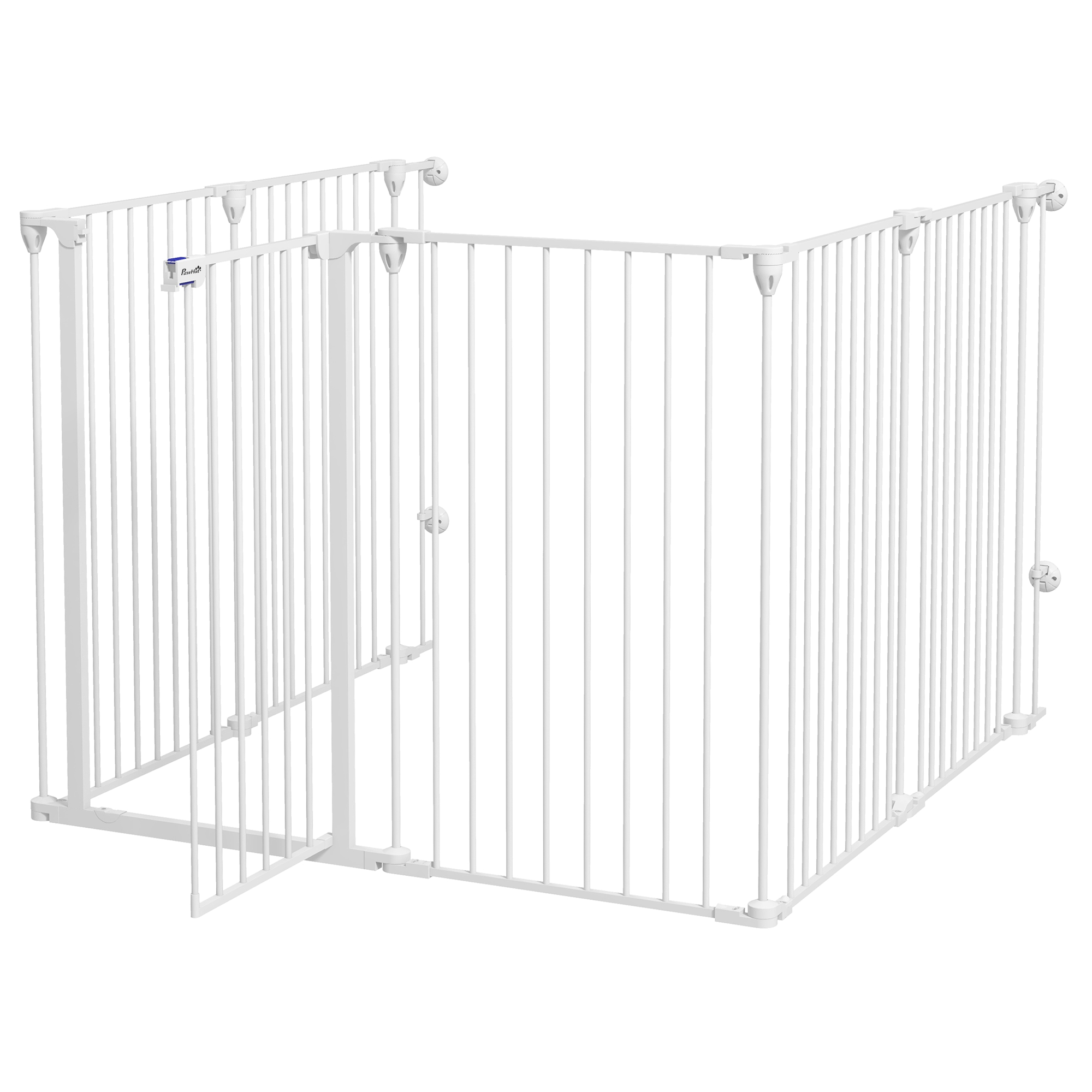 PawHut Sicherheitsgitter Park umzäunter zusammenklappbar modular 6 Paneele mit Tür Höhe 100 cm weiß