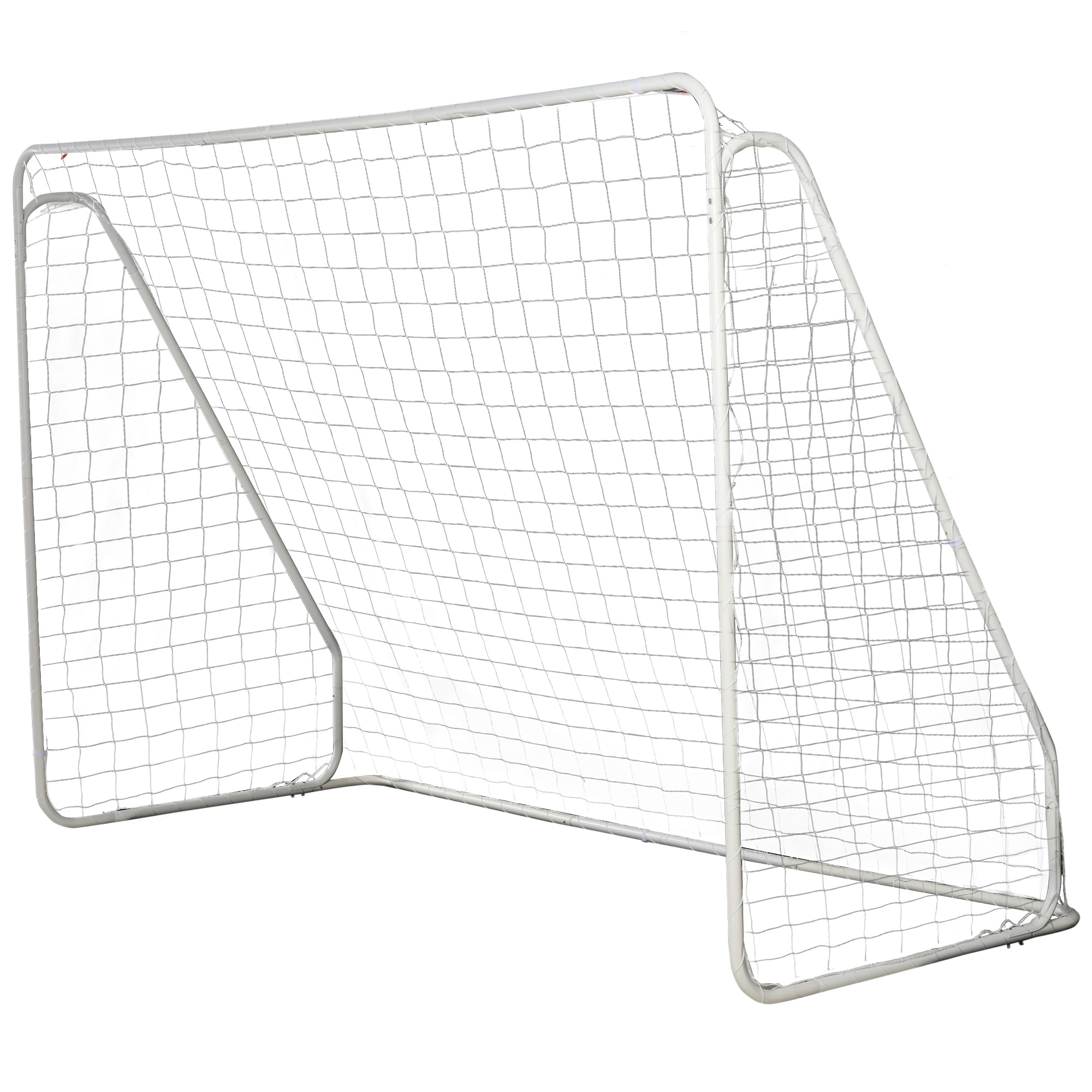 HOMCOM Fußballtor - Fußballtor - Trainingsziel Abmessungen 301L x 120B x 200H cm - epoxidbeschichteter Metallrahmen PE-Netz - Erdanker enthalten - Weiß