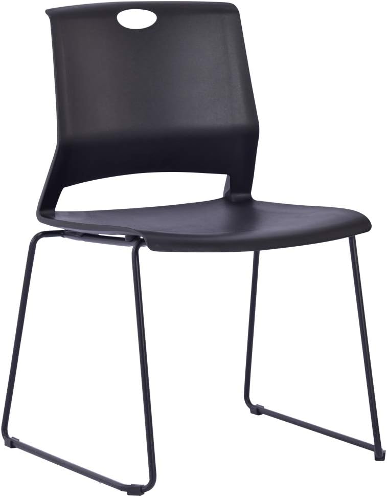 Sidanli Stacking Chairs Stackable Waiting Room Chairs Conference Room Chairs-Black (Set of 4)