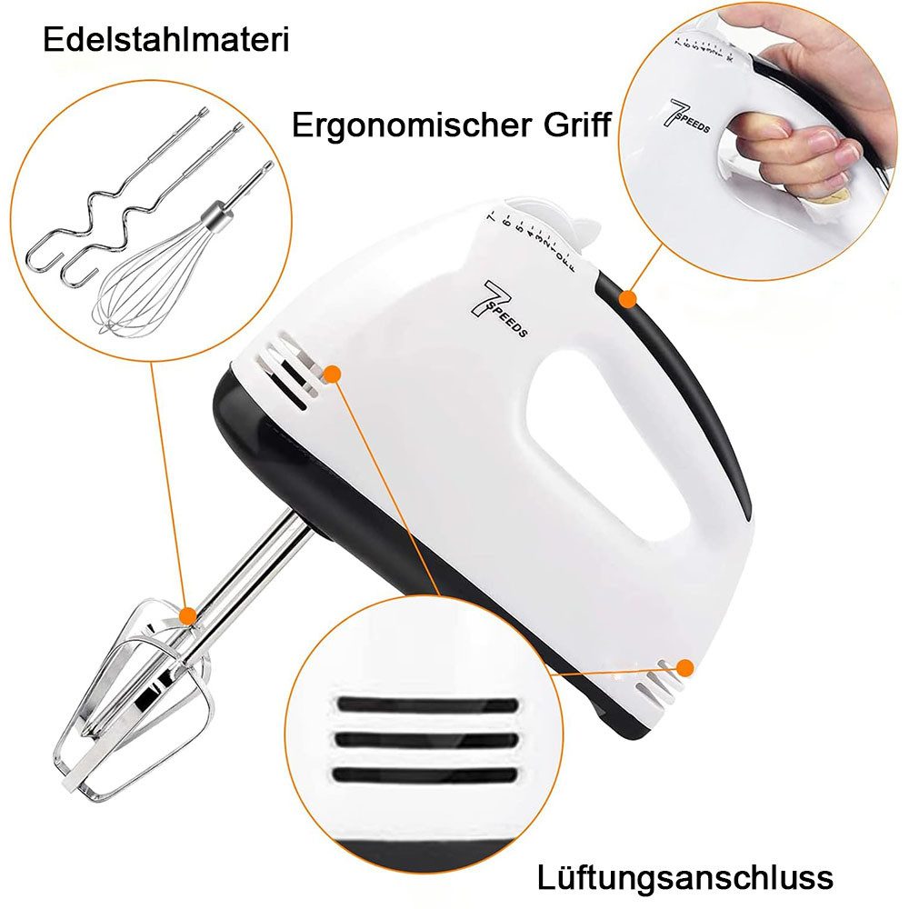 Handmixer Handgemachter Mischer-Elektromischer, 7-Speed-Mixer mit 5 Mixer