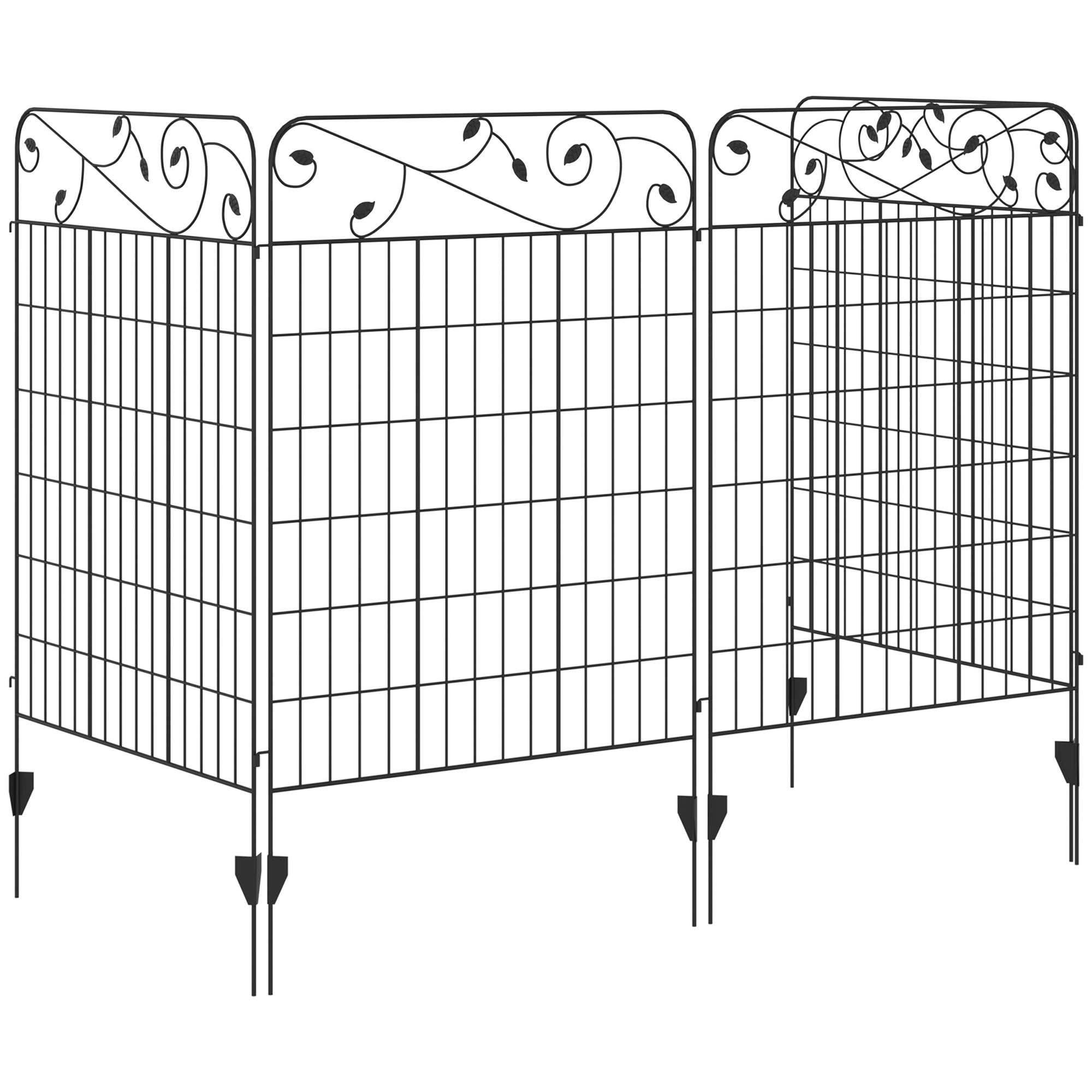 Outsunny Gartenzaun Gitterzaun Zaun, Vintage-Design, wetterbeständig, 3,52 x 1,1m, Schwarz