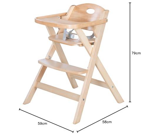 roba Seggiolone per Bambini e Neonati Fold Up Smart   Chiudibile e Poco Ingombrante   Vassoio per Mangiare   con Cinghie Regolabili e Anti ribaltamento   dalla Nascita ai 6 Mesi   Legno Naturale : Prima infanzia