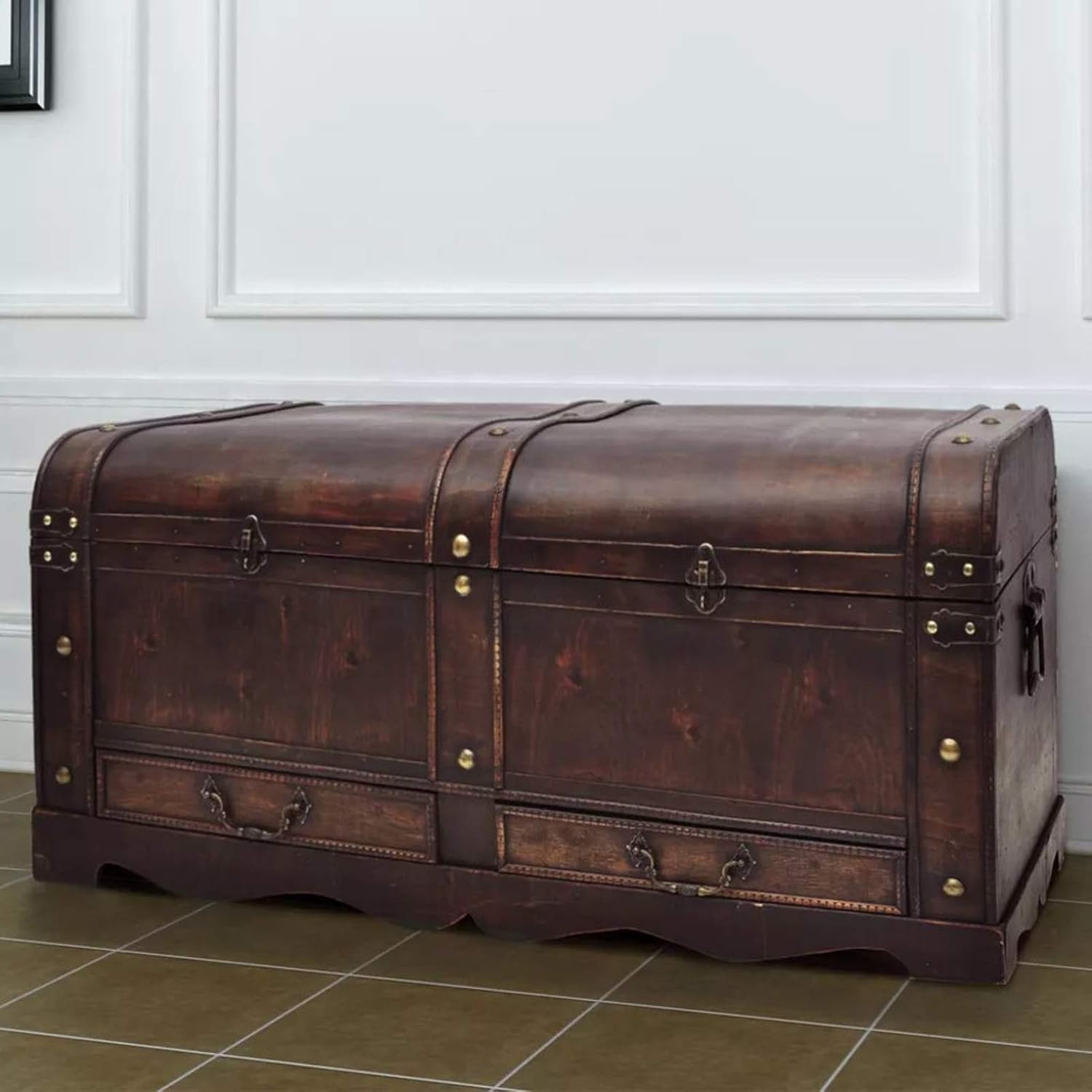 Leepesx Baule del Tesoro Vintage Grande Marrone Tavolino Salotto Tavolino da Divano Libreria Scaffale Tavolino Divano Laterale Tavolino Caffè