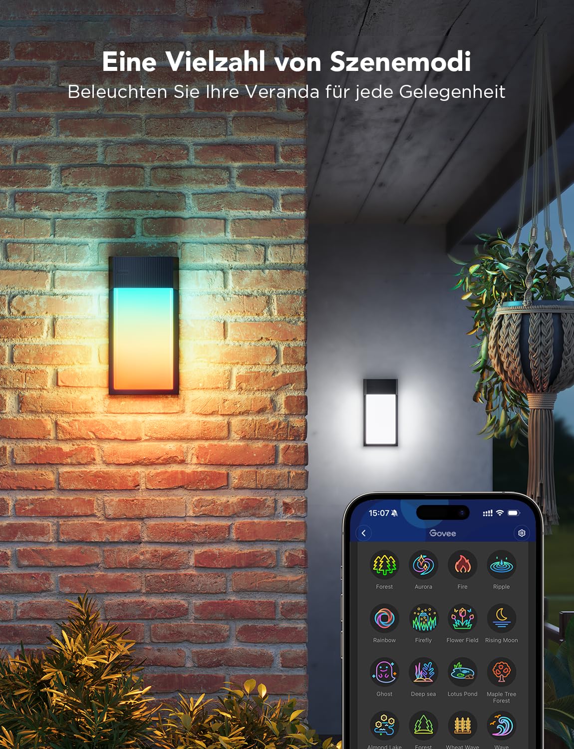 Smarte Außenwandleuchte 1500 lm IP65 2700–6500 K 2er-Set Aluminium Wi-Fi App Alexa Google Assistant Matter 45 Lichtszenen