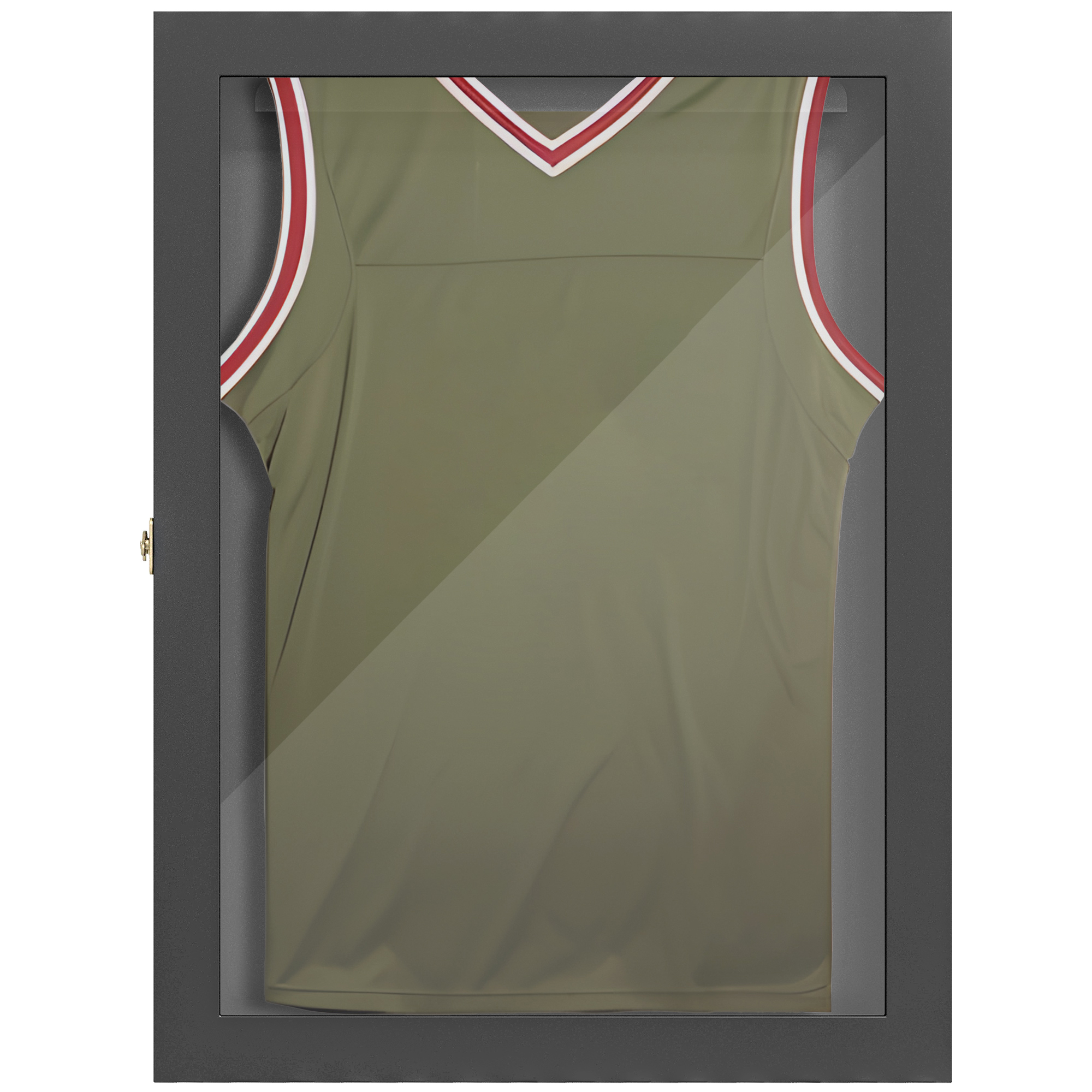 HOMCOM Frame-Box T-Frame Rahmen für Trikot Acryltür Filzfutter 71 x 6,5 x 89 cm schwarz