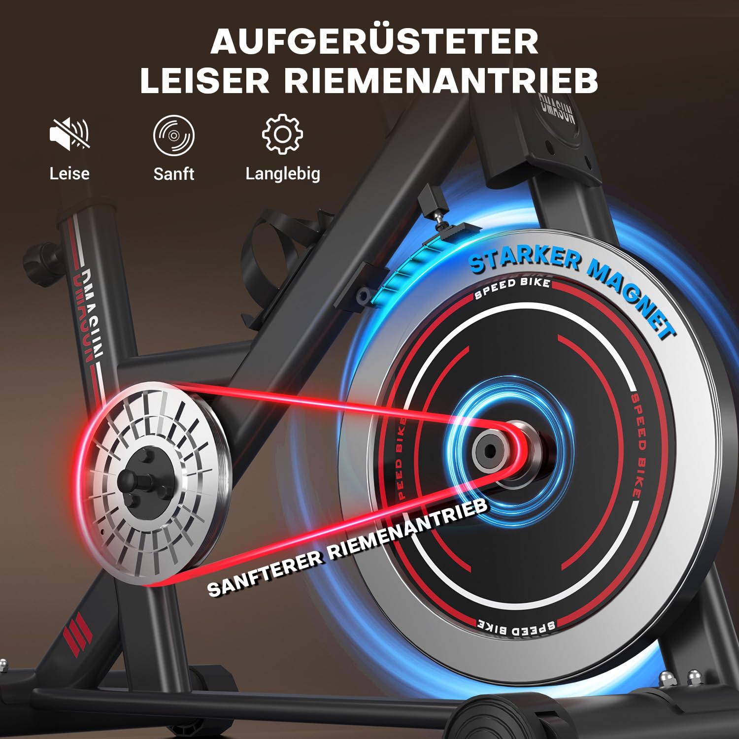 DMASUN Heimtrainer Fahrrad leiser 0 bis 100% Widerstand Display Tablet Halterung bequemer Sitz bis 160 kg