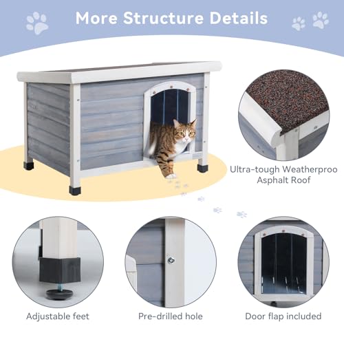 Petsfit Casetta per Cani da Esterno, con Pavimento Rimovibile, Tetto Apribile in Legno, Cuccia per Cane da Esterno, 78 x 52 x 58 cm grigio : Amazon.it: Prodotti per animali domestici