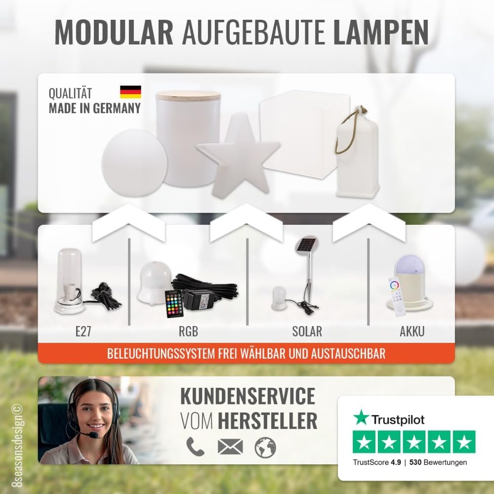 8 seasons design LED Stehlampe No. 1-160cm groß (Mint), E27, RGB Farbwechsel, dimmbar, Fernbedienung – wetterfest – Stehleuchte für innen & außen (Garten, Terrasse) - robust und langlebig
