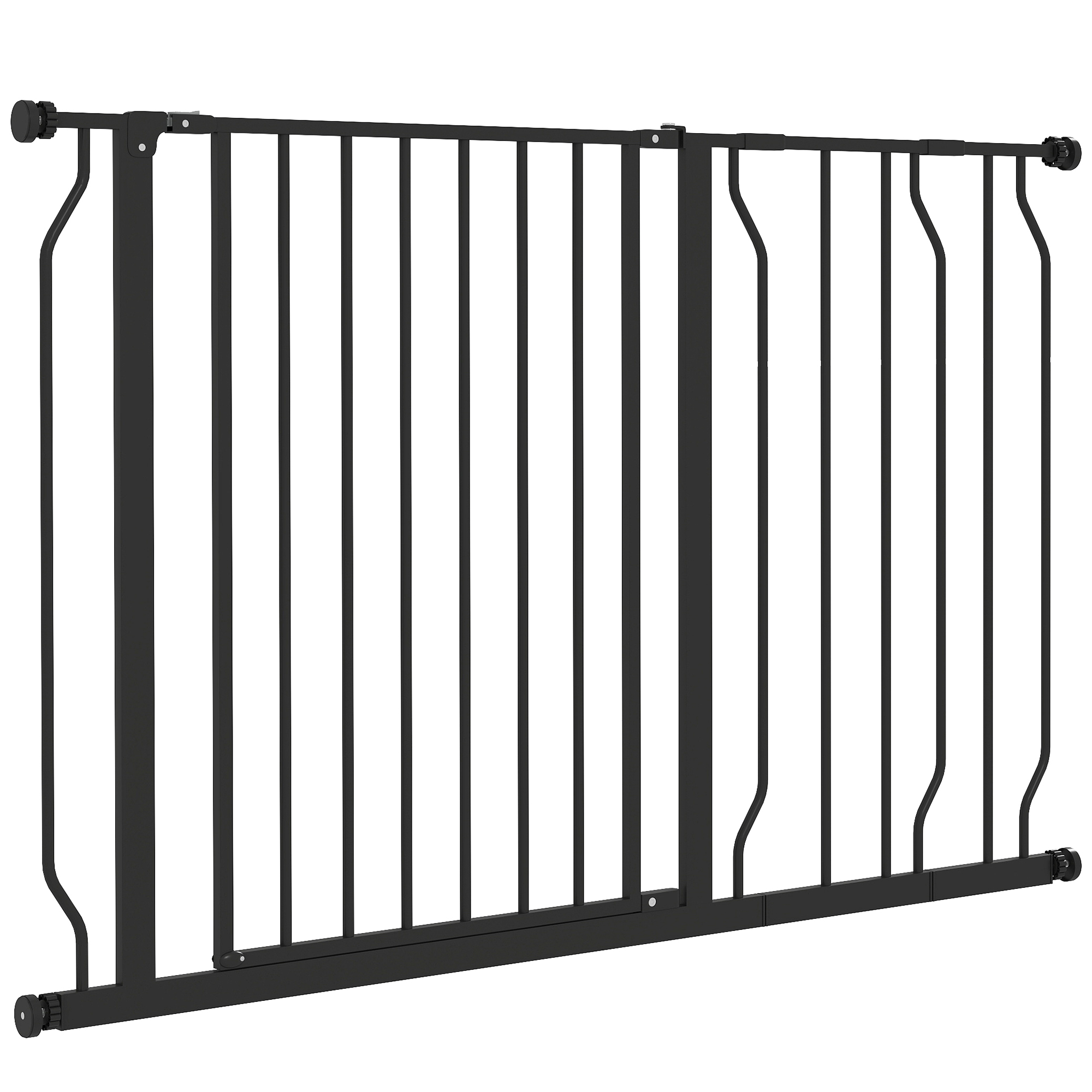 PawHut Hunde-Absperrgitter, Klemmmontage, verstellbare Länge, Stahl/ABS, 75-115 x 76cm, Schwarz