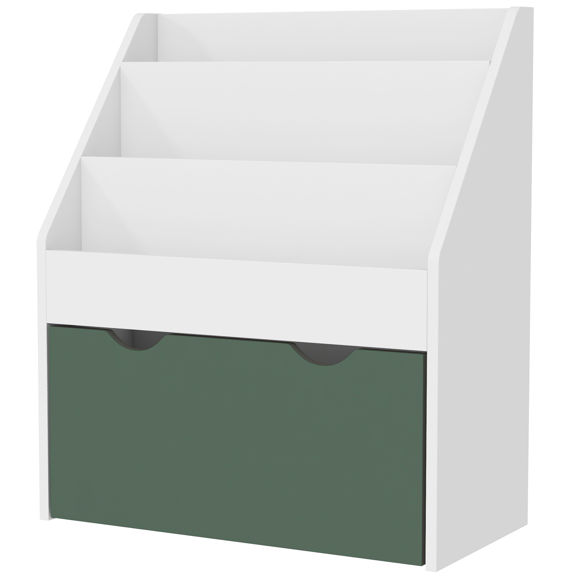 AIYAPLAY Kinderbuchregal mit Mehrzweck-Aufbewahrung mit 3 Ebenen Regalen und Schublade, 62,5L x 30B x 70H cm, grün