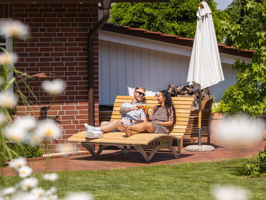 Waldsofa Classic, Lärche, für 2-3 Personen, Sonnenliege, Außenliege, Wellenliege, Relaxliege, Holzliege für den Garten, feuerverzinkt