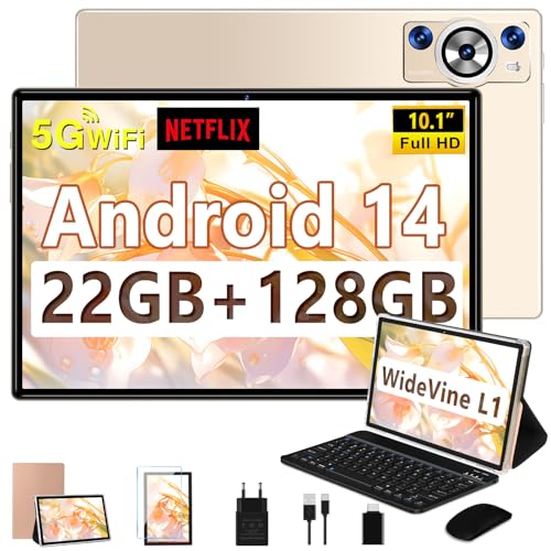 Android Pollici Tastiera Custodia Mouse Oro