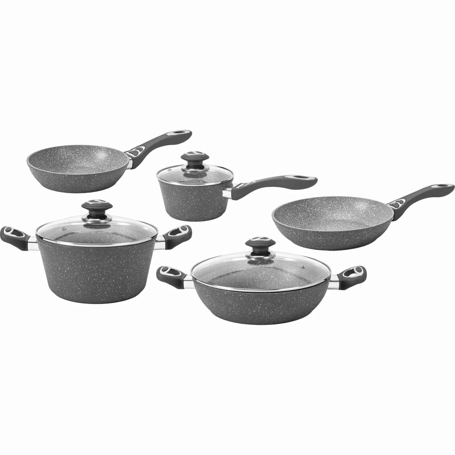 Batteria di pentole 8 pezzi con coperchi in vetro e fondo a induzione Linea CookStone