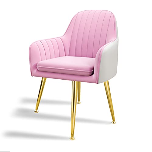 RXBD Moderno Sala da Pranzo Vivente Poltrone d'accento, Ecopelle PU Sedile Imbottito con Schienale Bracciolo Ospite del Club con Gambe in Metallo Color Oro (Color : Pink White) : Amazon.it: Casa e cucina