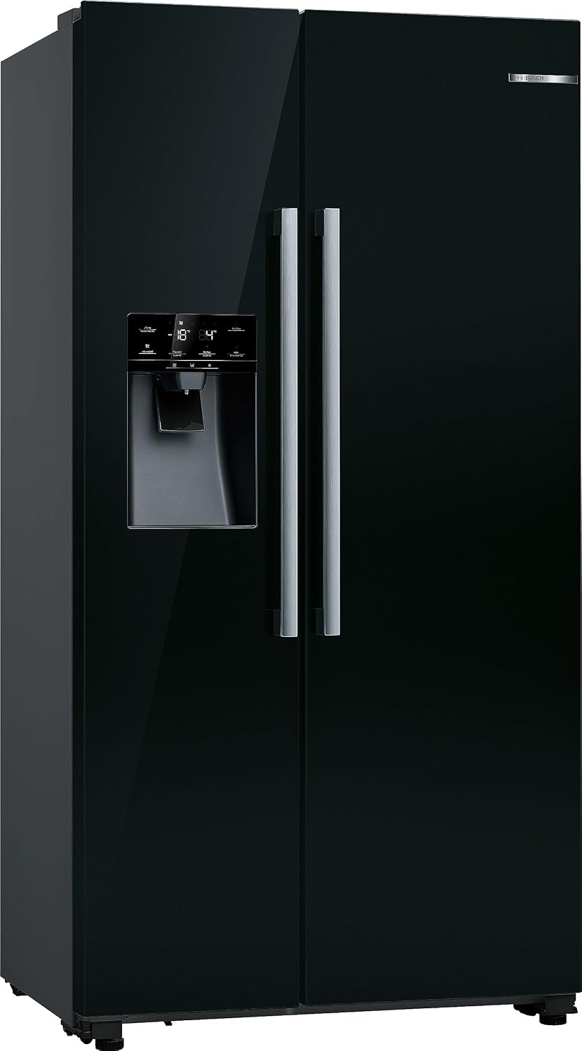 Bosch KAD93ABEP Serie 6 Amerikanischer Side-by-Side Kühlschrank, 178,7 x 90,8 cm, 371 L Kühlen & 191 L Gefrieren, Eis- und Wasserspender mit Wasseranschluss,No Frost, XXL-Fassungsvermögen
