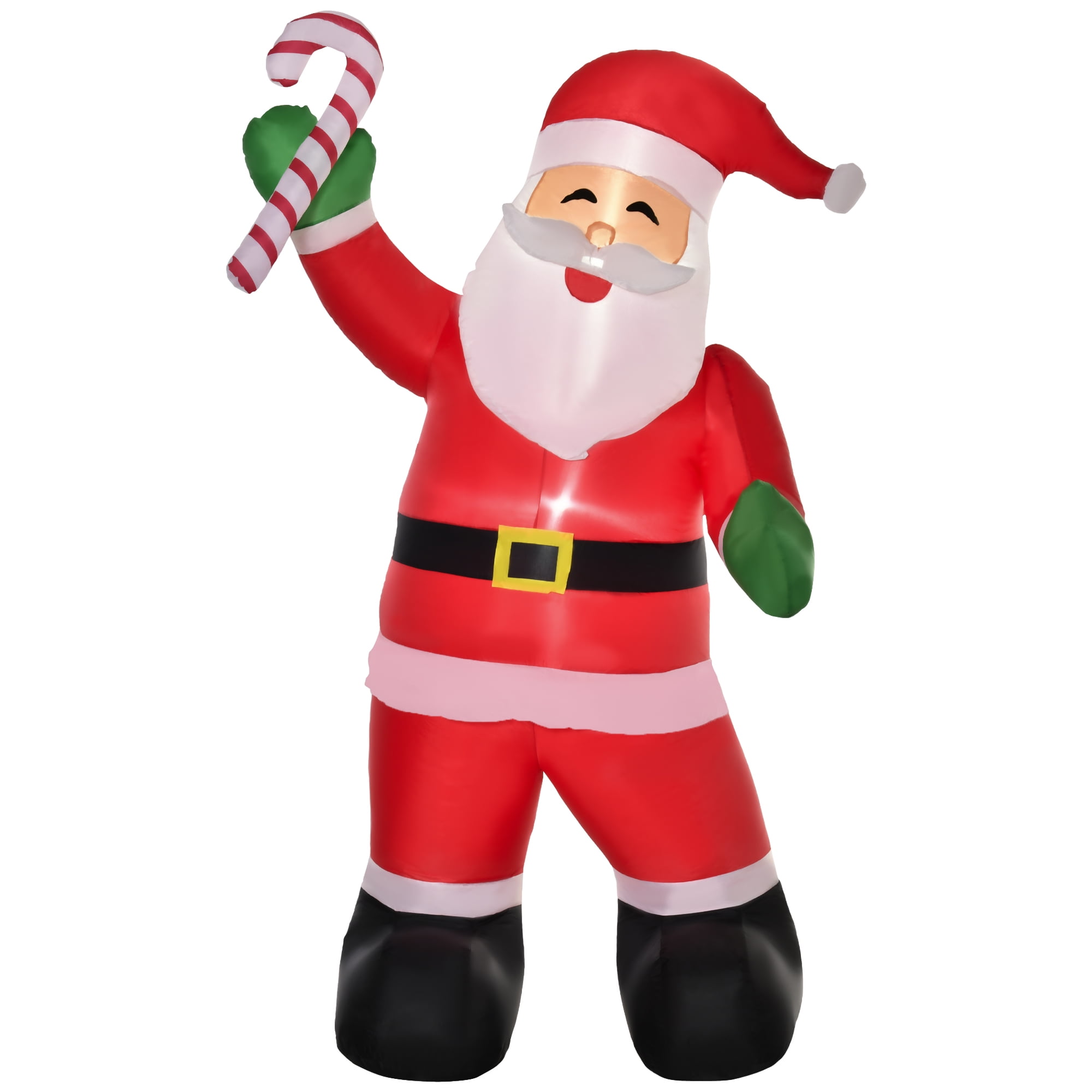 HOMCOM 8ft Inflatable Santa Claus with Candy Cane, LED Lit Outdoor Christmas Decoration